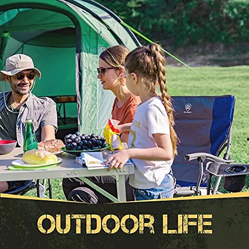 EVER ADVANCED Folding Camping Chair with Cup Holder Quad