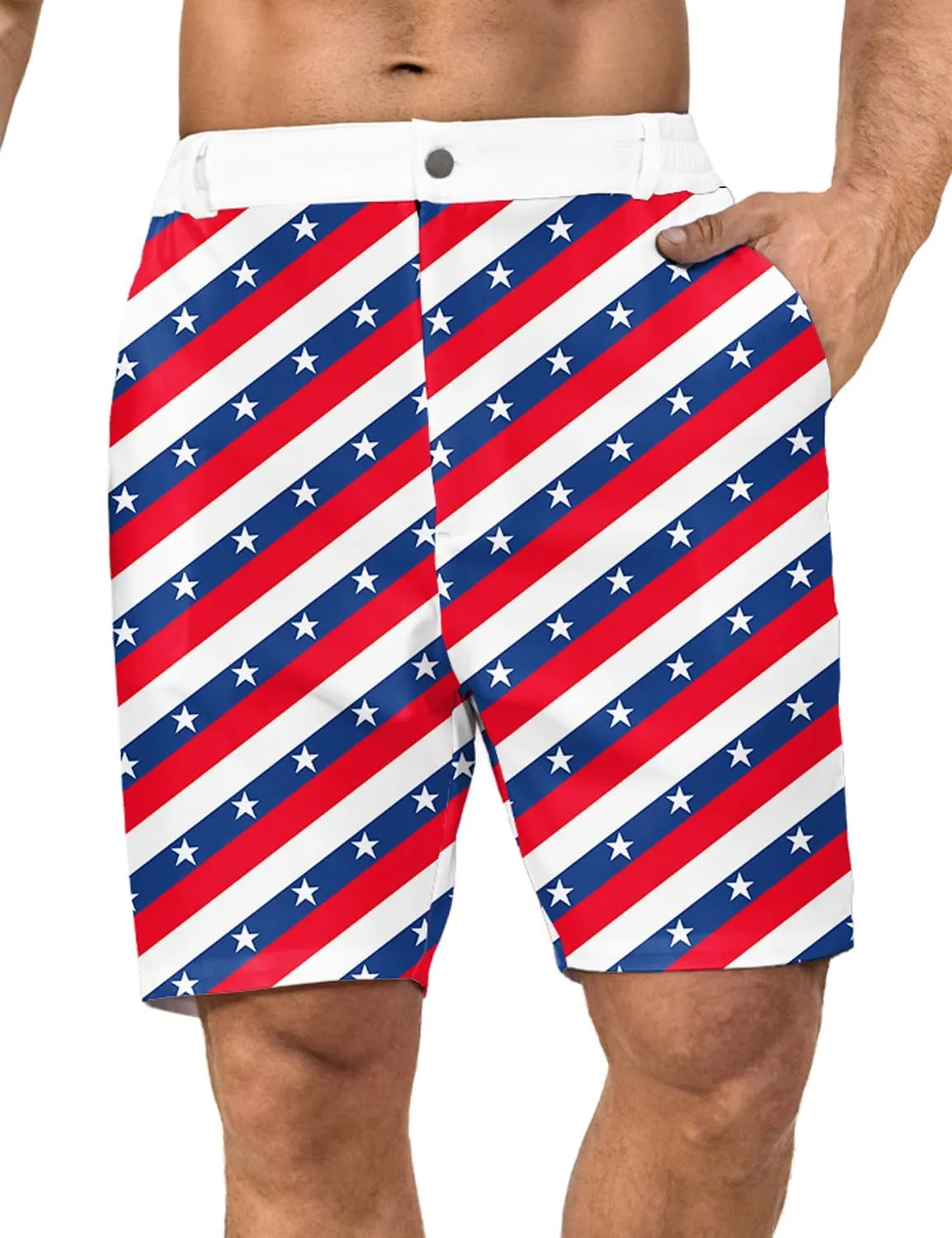 Flamingo Mens Golf Shorts 7 inch Inseam Golf Shorts for Men Shorts with Zipper Pockets Dress Shorts