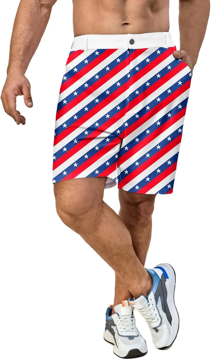 Flamingo Mens Golf Shorts 7 inch Inseam Golf Shorts for Men Shorts with Zipper Pockets Dress Shorts