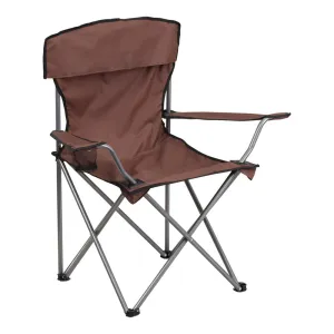 Flash Furniture Folding Camping Chair with Drink Holder in Brown