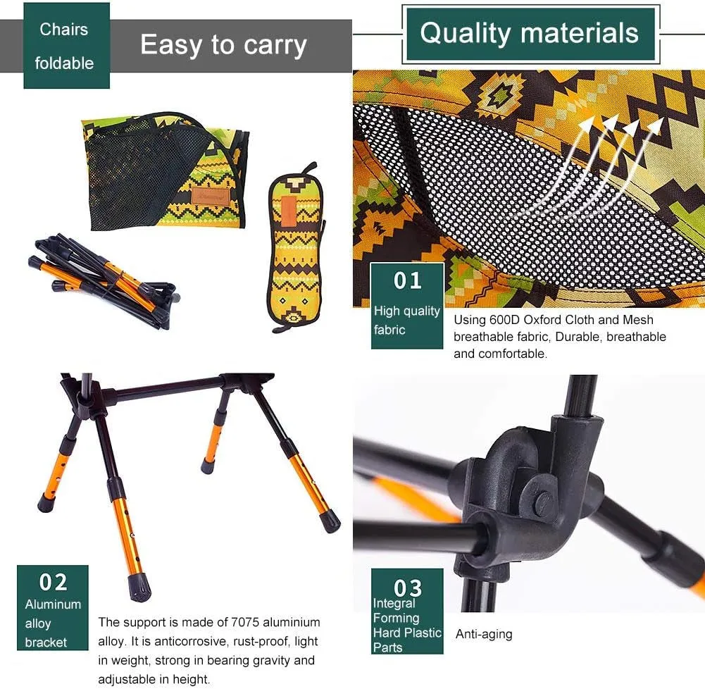 Folding Camping Chair Ultralight Folding Backpacking Chairs Small Collapsible Foldable Packable Perfect Hiking/Fishing/Camping Camping Chair