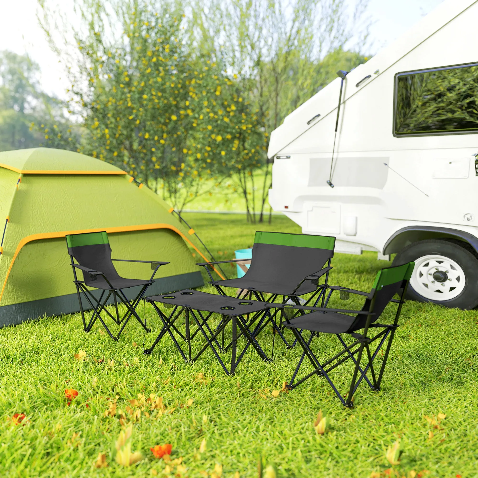 Four-Piece Portable Picnic Table Set - Green
