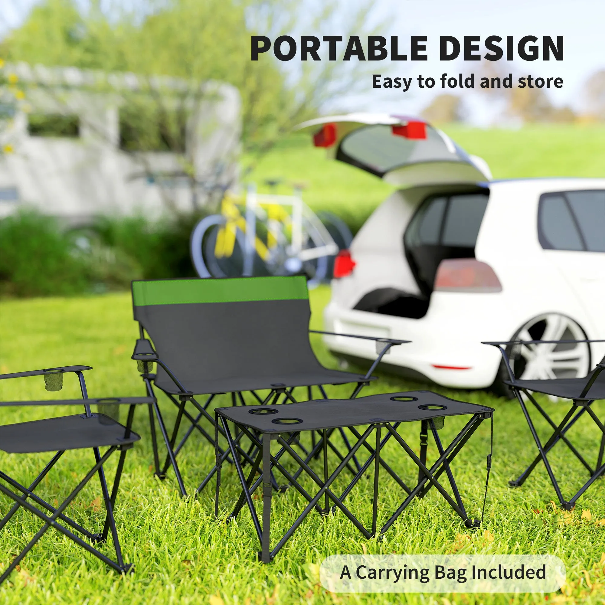 Four-Piece Portable Picnic Table Set - Green