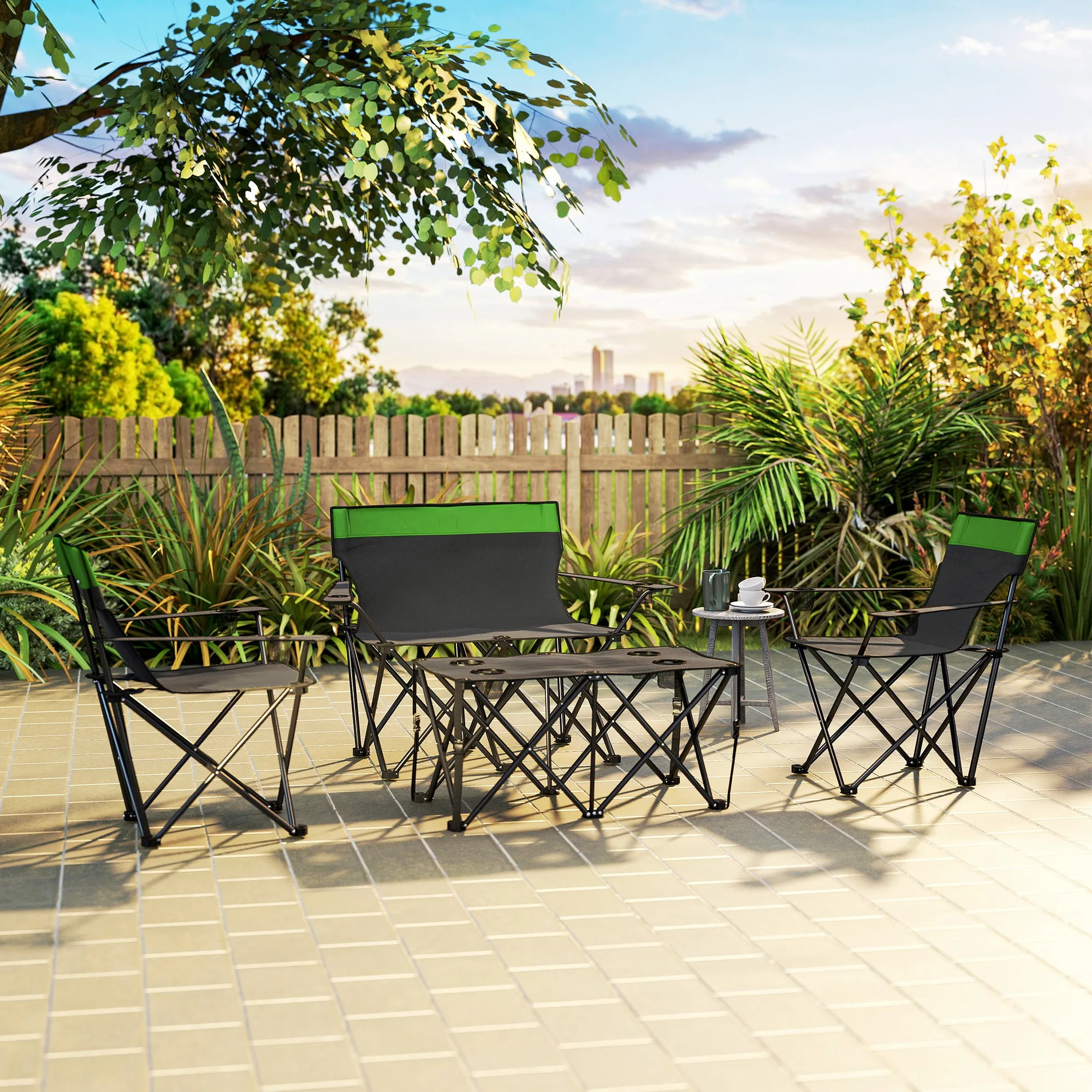 Four-Piece Portable Picnic Table Set - Green