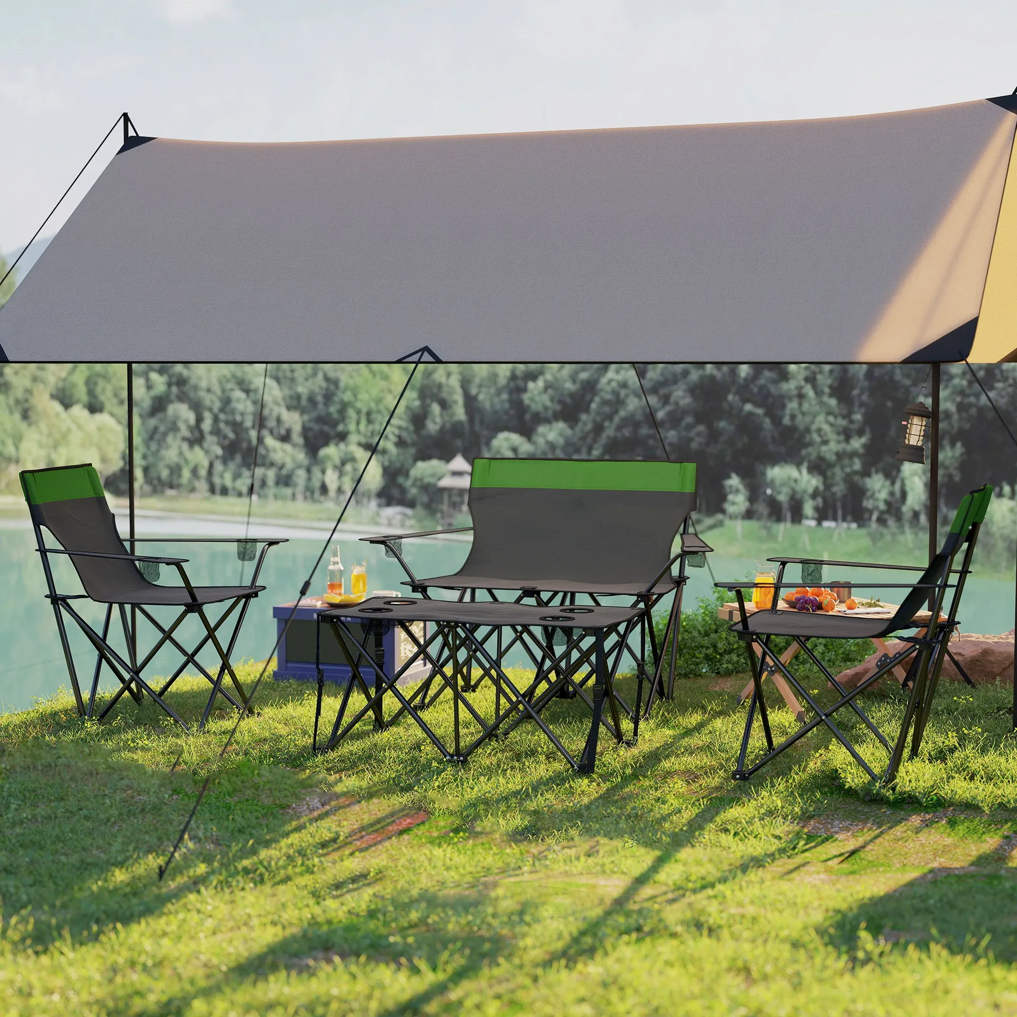 Four-Piece Portable Picnic Table Set - Green