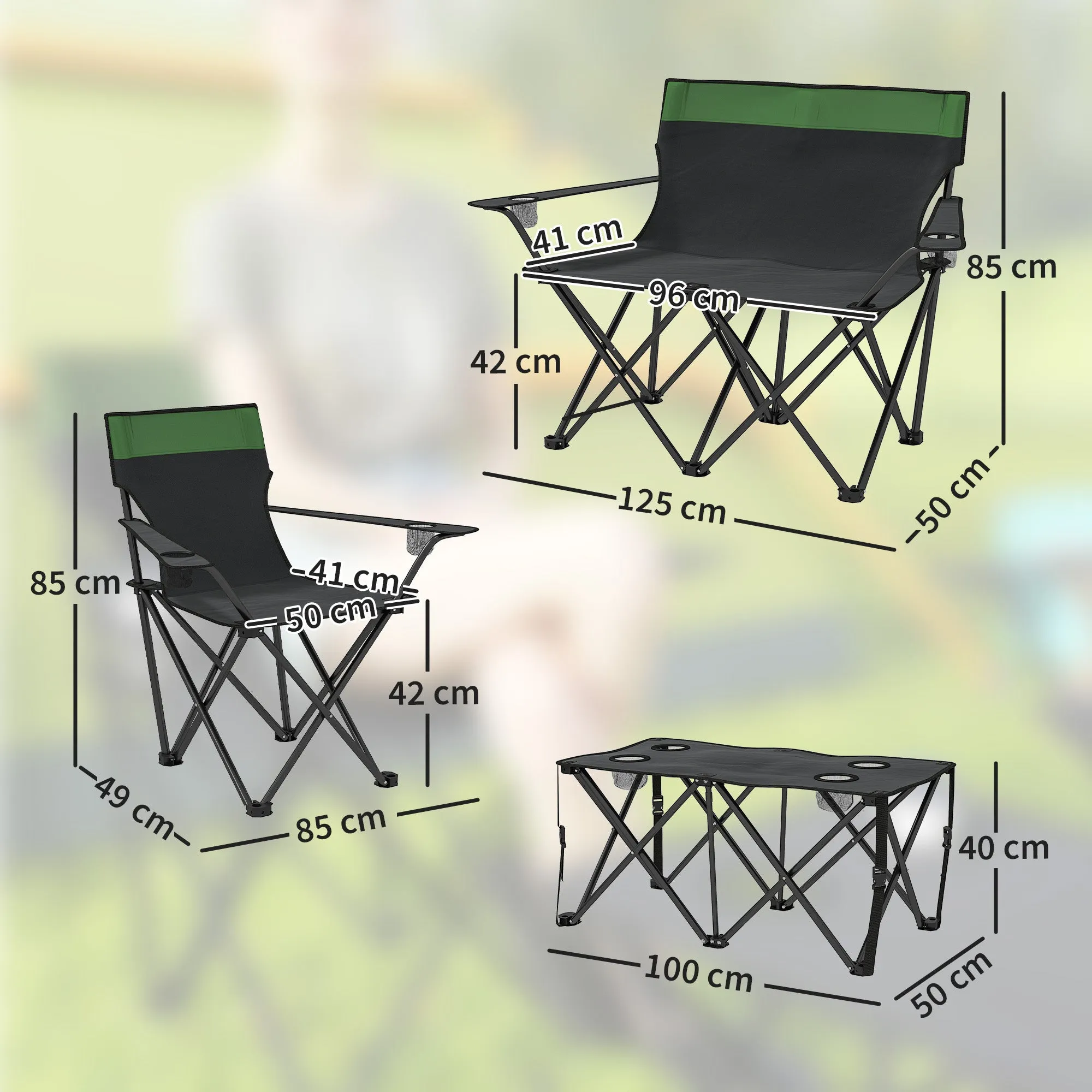 Four-Piece Portable Picnic Table Set - Green