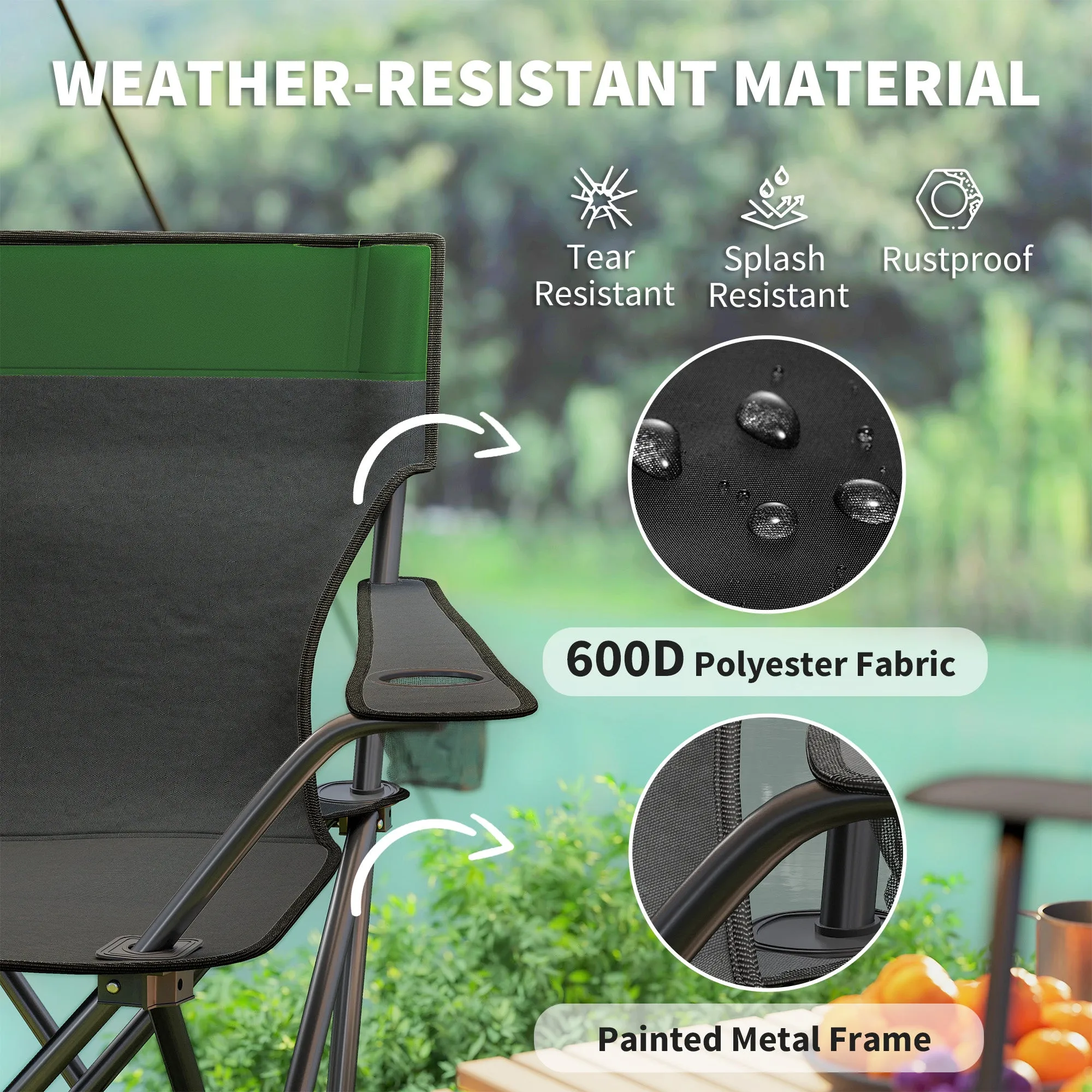 Four-Piece Portable Picnic Table Set - Green