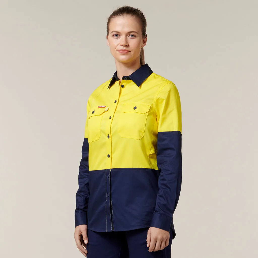 Hard Yakka Women's Core 2 Tone Hi-Vis Vented Long Sleeve Shirt (Y08225)