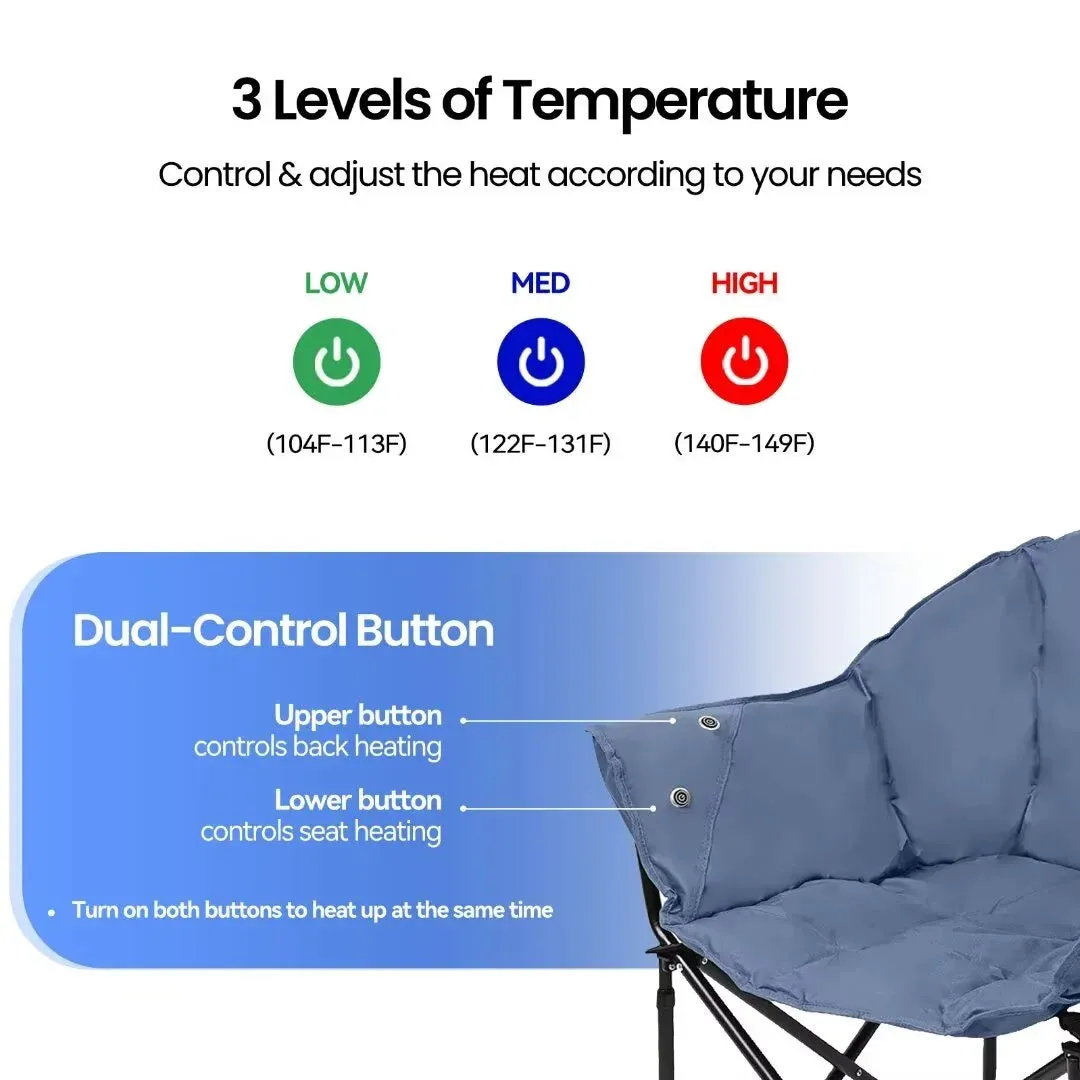 Heated Camping Chair W/Lumbar Support- 10000Mah Power Bank Included, Adults Padded Portable Camping Chair Outdoor Heated Chair, Carry Bag,Teal