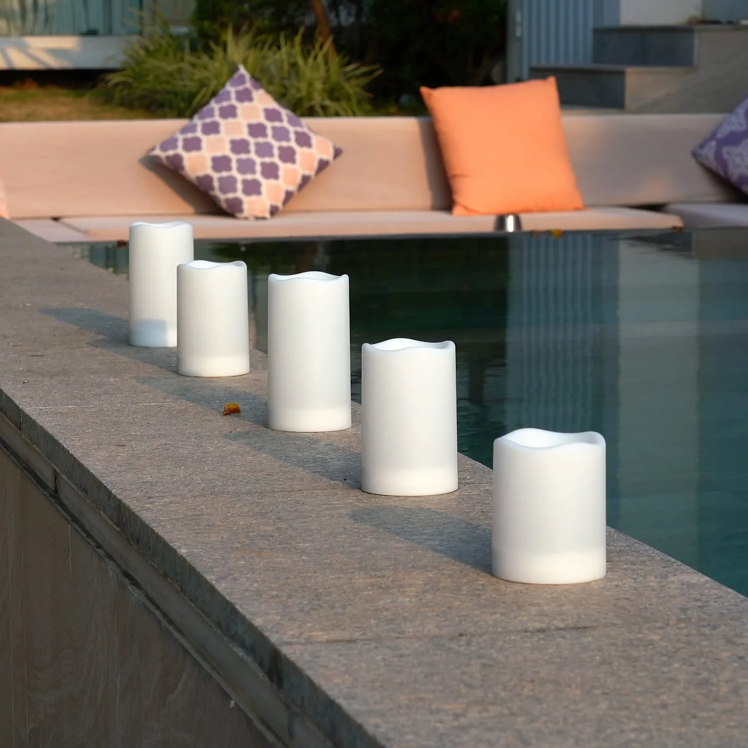 Homemory Solar Candles Outdoor Waterproof, Sensor Only, Dusk to Dawn, Solar Powered Flameless Candles for Outdoor, Lanterns, 3.25"x6", Set of 2