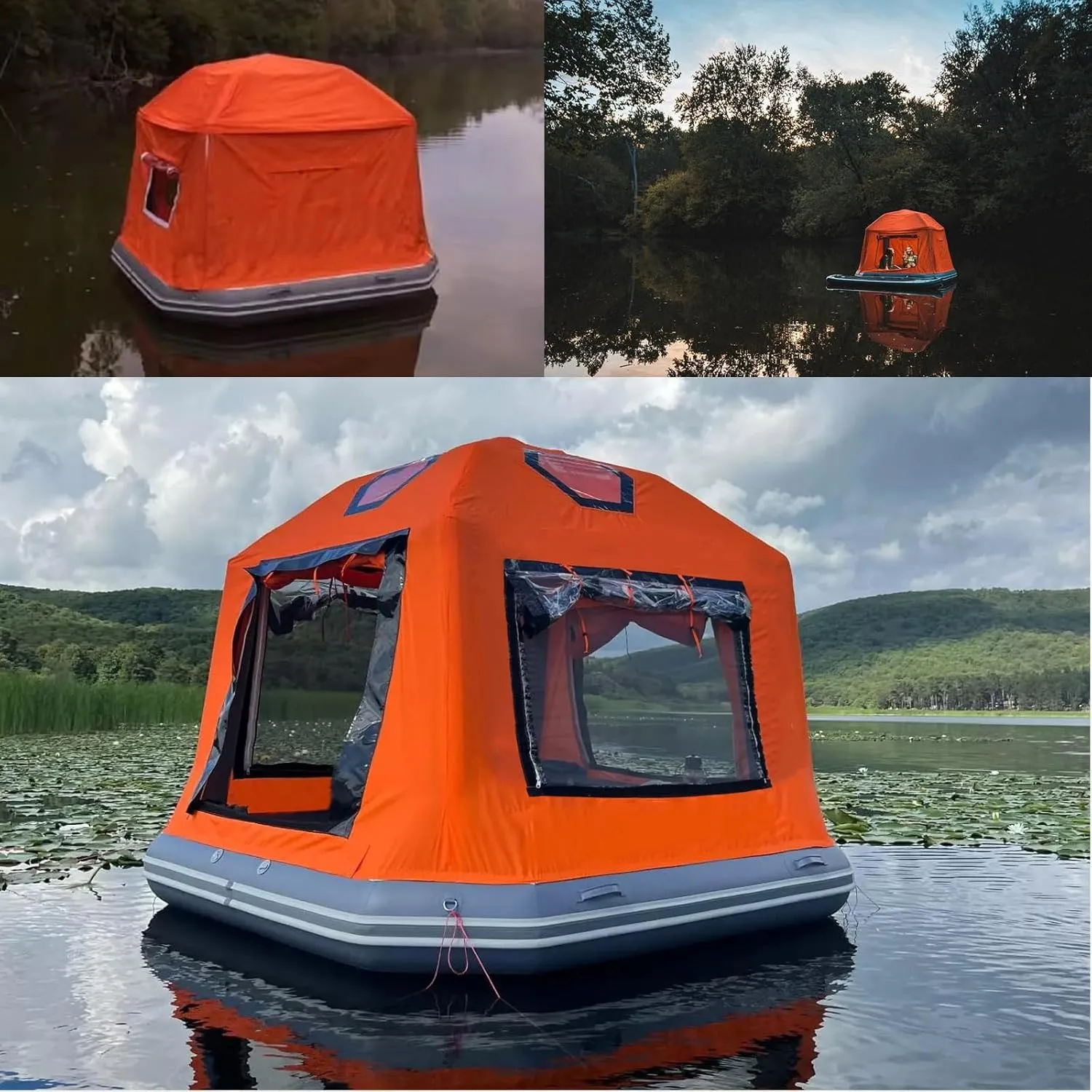Inflatable Floating Tent Shoal Family Camping Water Raft Boat Portable Amphibious Inflatable Tent