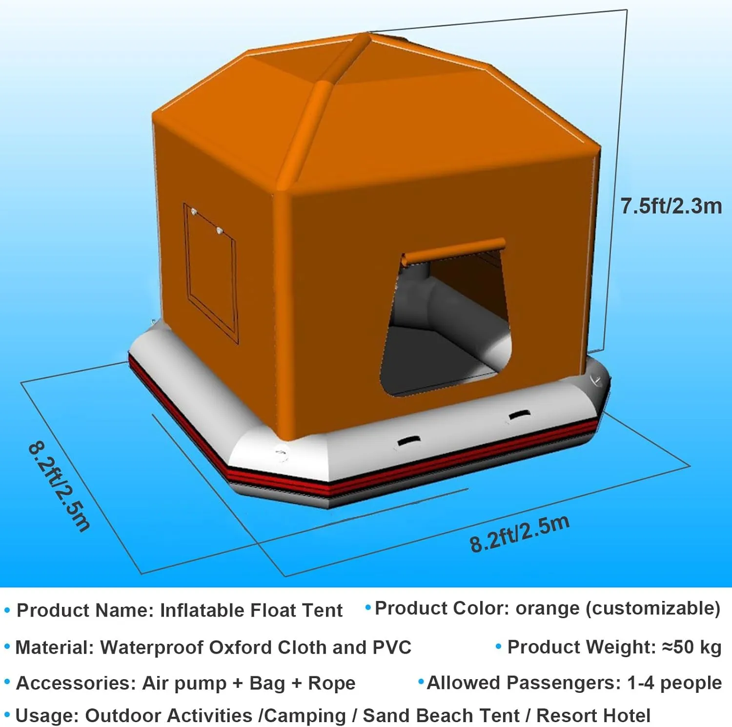 Inflatable Floating Tent Shoal Family Camping Water Raft Boat Portable Amphibious Inflatable Tent