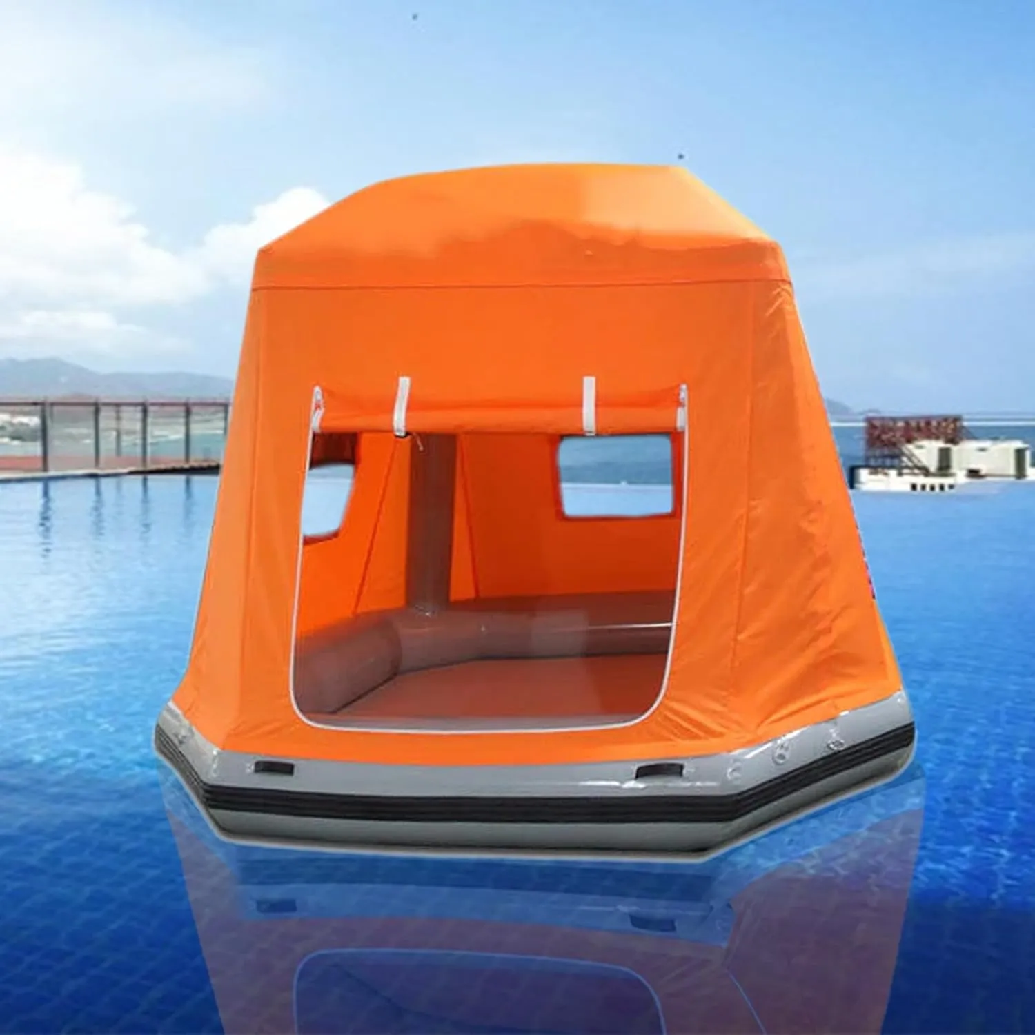 Inflatable Floating Tent Shoal Family Camping Water Raft Boat Portable Amphibious Inflatable Tent