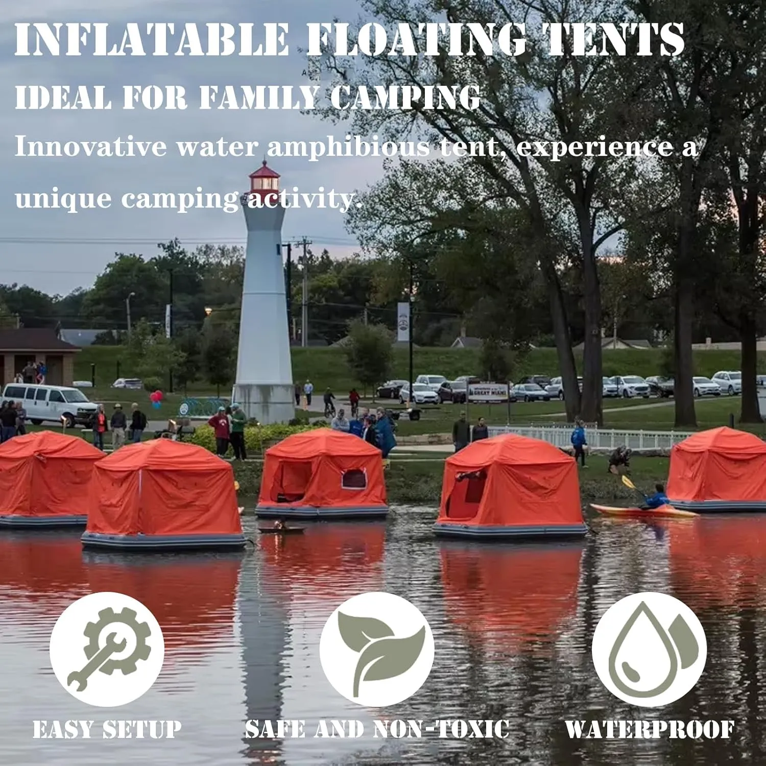 Inflatable Floating Tent Shoal Family Camping Water Raft Boat Portable Amphibious Inflatable Tent