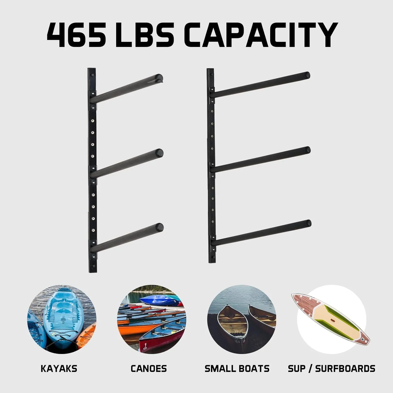 Kayak Storage Rack Kayak Wall Mount, Adjustable Heavy Duty Kayak Rack for Kayak Canoe Paddle Board, Indoor and Outdoor Display
