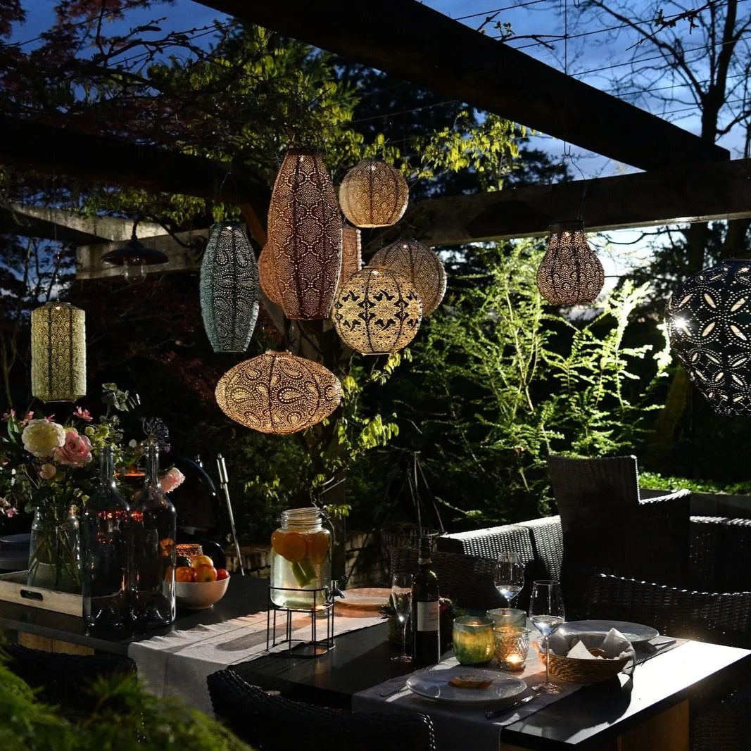 Lantern Long Oval 20cm - Copper Paisley
