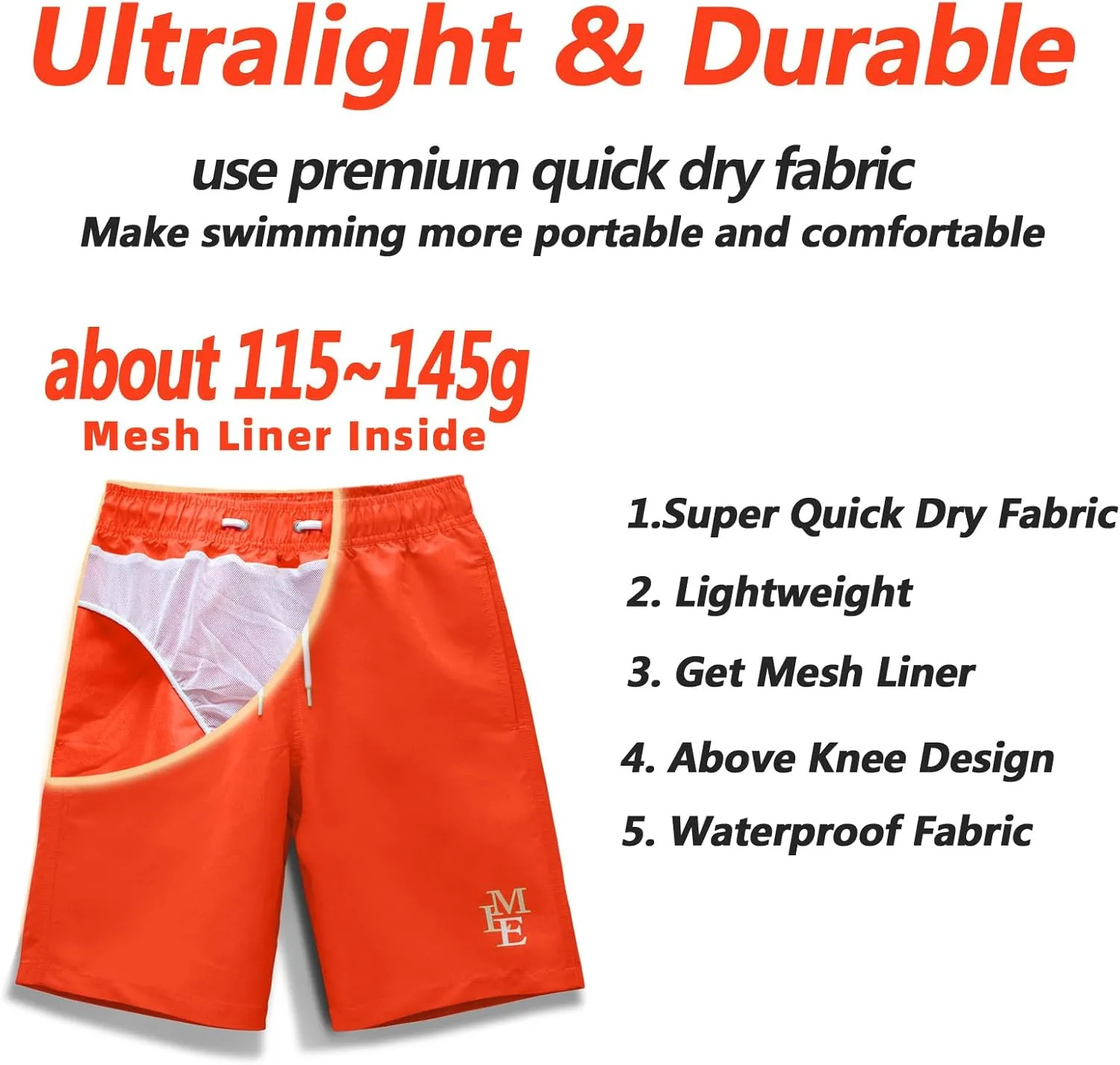 MEILONGER Boys Swim TrunksQuick Dry Beach Board Shorts Swimwear Bathing Suits Size 8,10-12,14-16,18-20