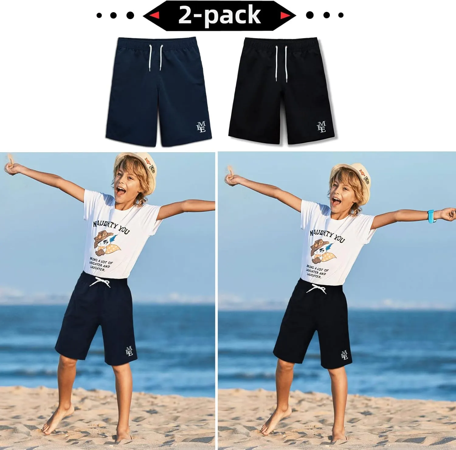 MEILONGER Boys Swim TrunksQuick Dry Beach Board Shorts Swimwear Bathing Suits Size 8,10-12,14-16,18-20