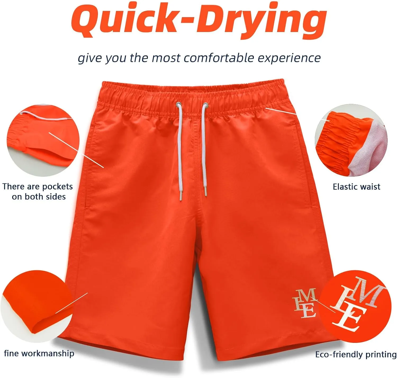 MEILONGER Boys Swim TrunksQuick Dry Beach Board Shorts Swimwear Bathing Suits Size 8,10-12,14-16,18-20