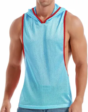 Men's Workout Hooded Tank Tops Bodybuilding Muscle Cut Off T Shirt Sleeveless Gym Hoodies