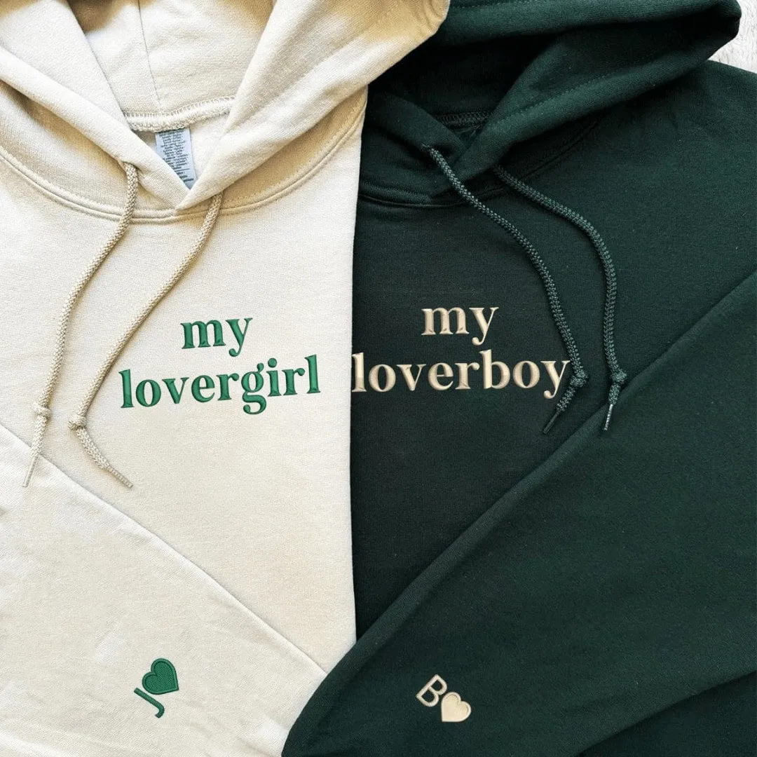 My Lovergirl & My Loverboy Matching Couple Hoodies - Custom Embroidered Sweatshirts For Couples