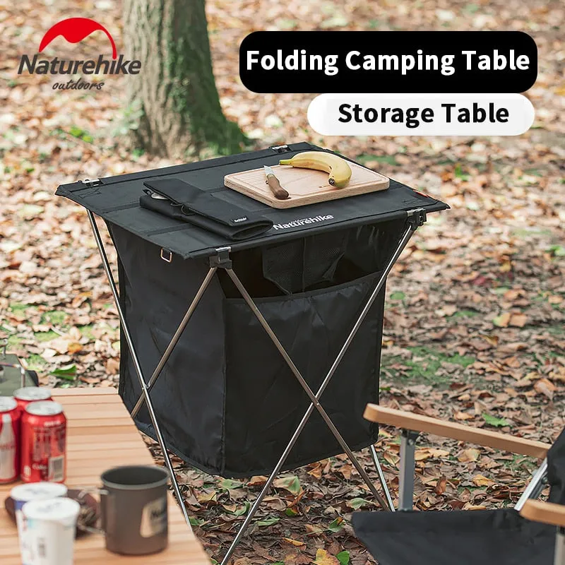Naturehike Camping Foldable Table With Storage Box 1.2kg Stitchable Desktop 2-in-1 Table 40L Box Portable Aluminum Alloy Support
