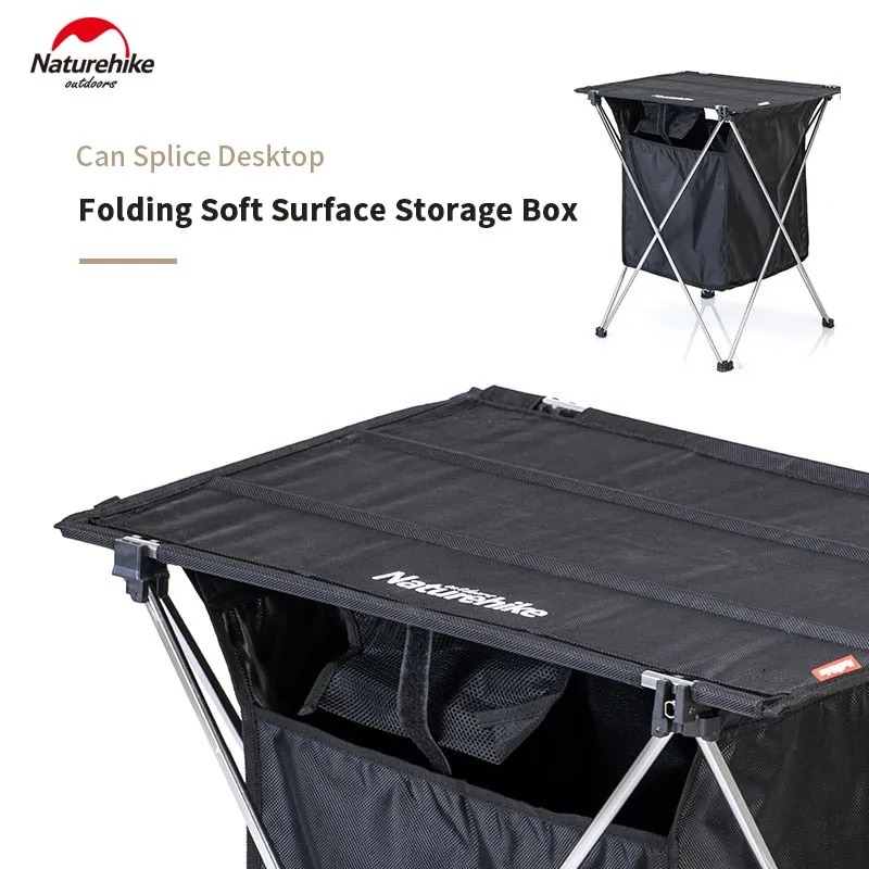Naturehike Camping Foldable Table With Storage Box 1.2kg Stitchable Desktop 2-in-1 Table 40L Box Portable Aluminum Alloy Support