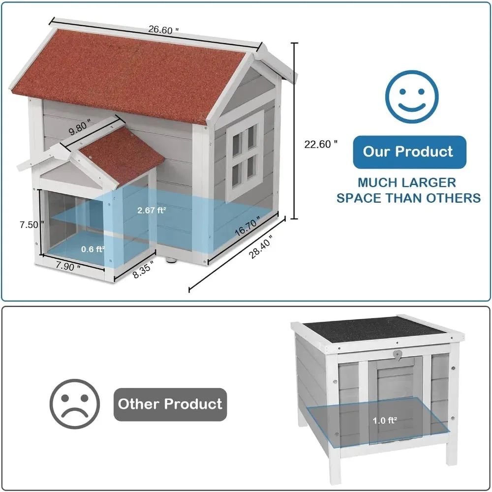 Outdoor Cat House with 2 Entry / Exits