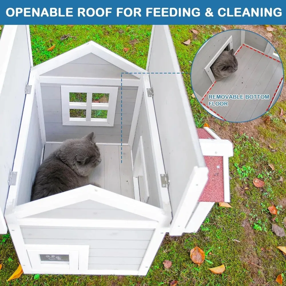 Outdoor Cat House with 2 Entry / Exits
