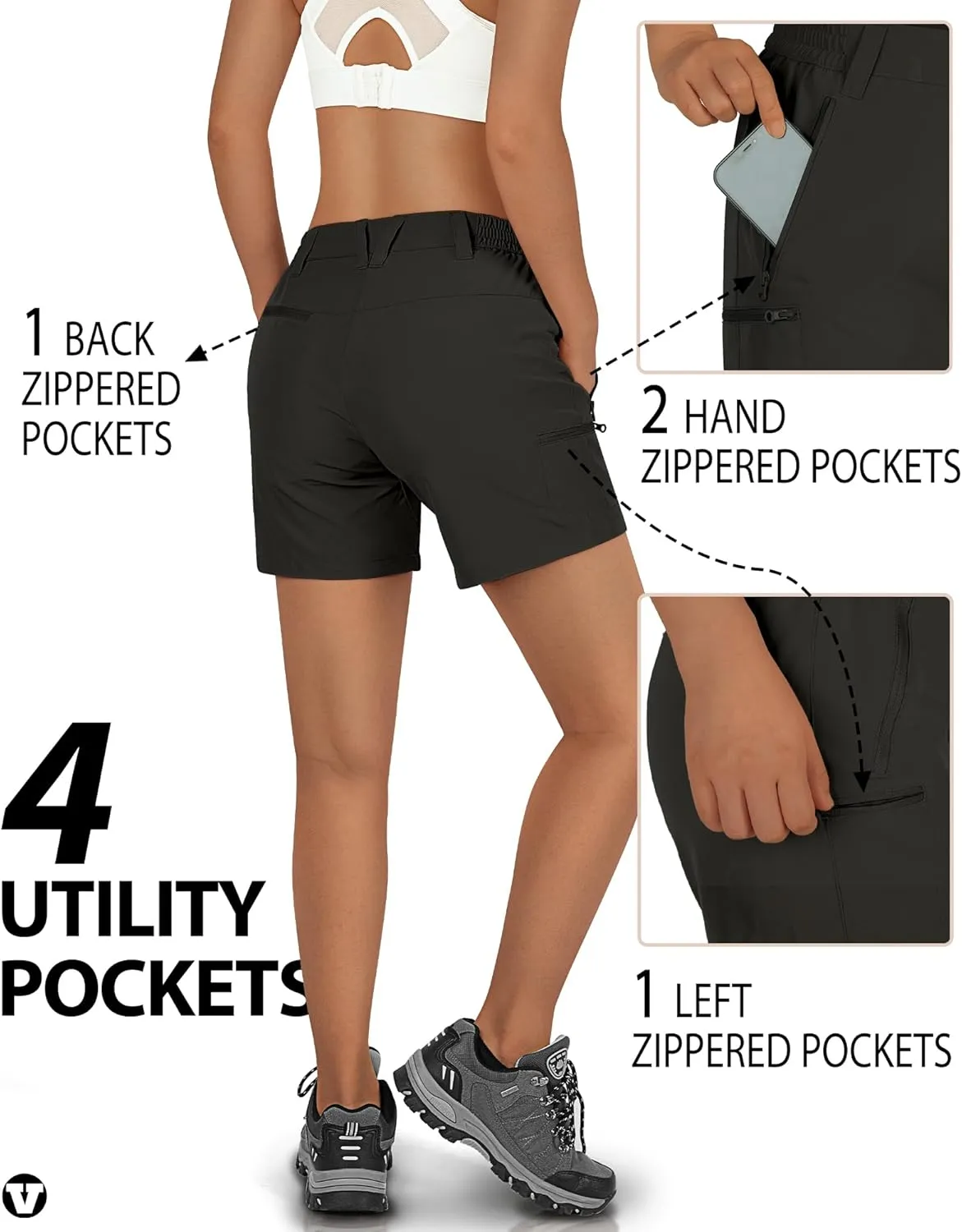 Outdoor Ventures Women's Hiking Shorts Stretch Lightweight Golf Shorts Quick Dry UPF 50  5 inch Cargo Short for Camping