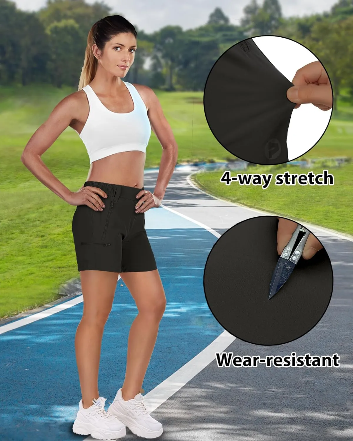 Outdoor Ventures Women's Hiking Shorts Stretch Lightweight Golf Shorts Quick Dry UPF 50  5 inch Cargo Short for Camping