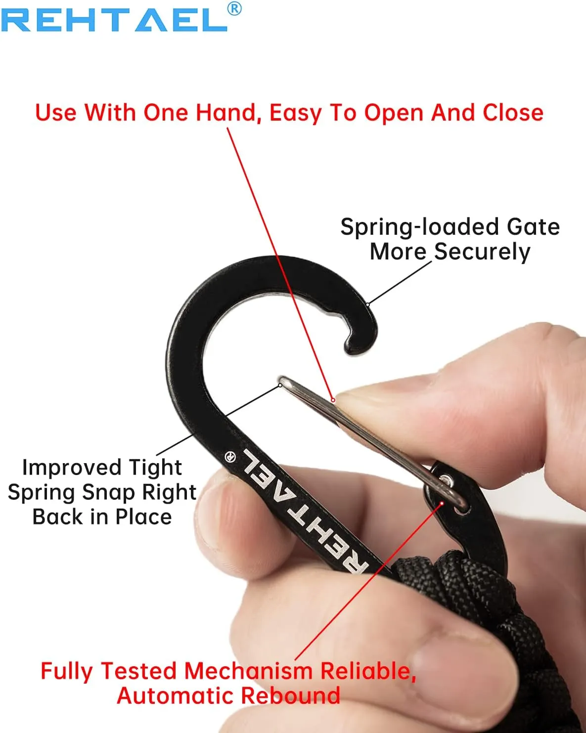 Paracord Key Chain Lanyard Carabiner Braided Keychain w/Hook Clip for Car Keys/Backpack Camping/Hiking/Fishing, 2Pcs