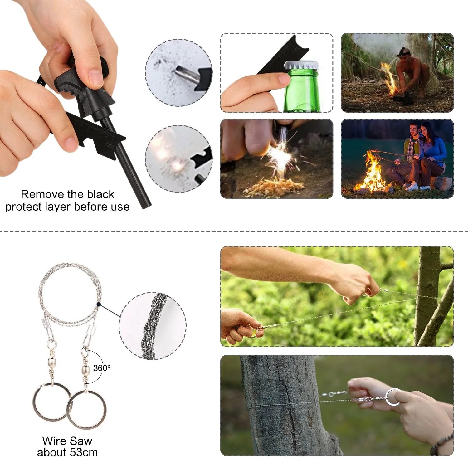 Puhibuox Emergency Survival Kit, 14 in 1 Survival Gear Kit Gift for Men Him, Tactical Defense Equitment Tool for Camping, Hiking, Hunting, Adventure Accessories