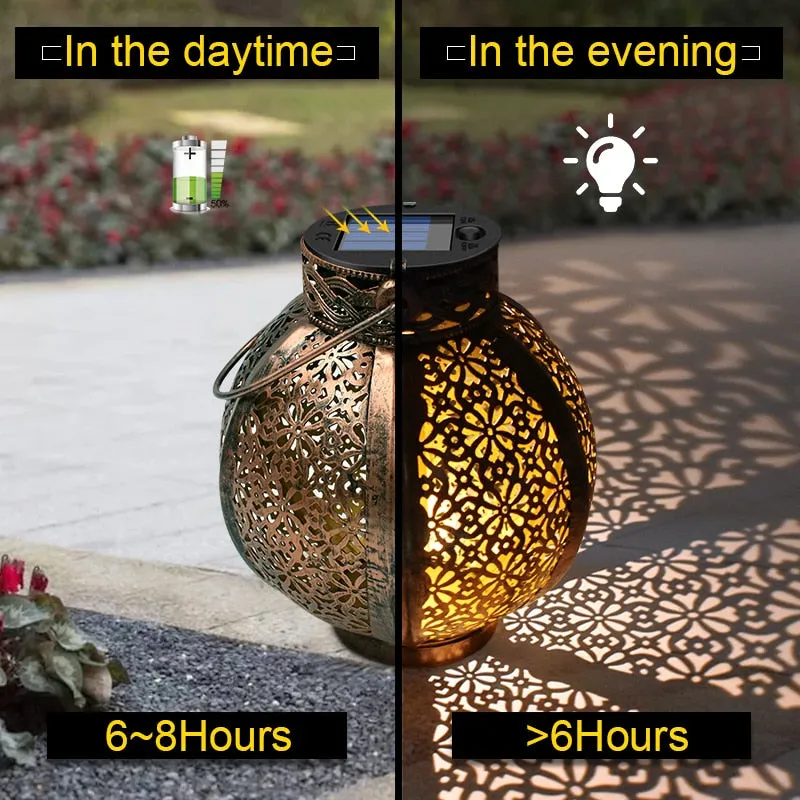 Retro Hollow Solar Lanterns: Unique Hanging Decor for Gazebos and Patios
