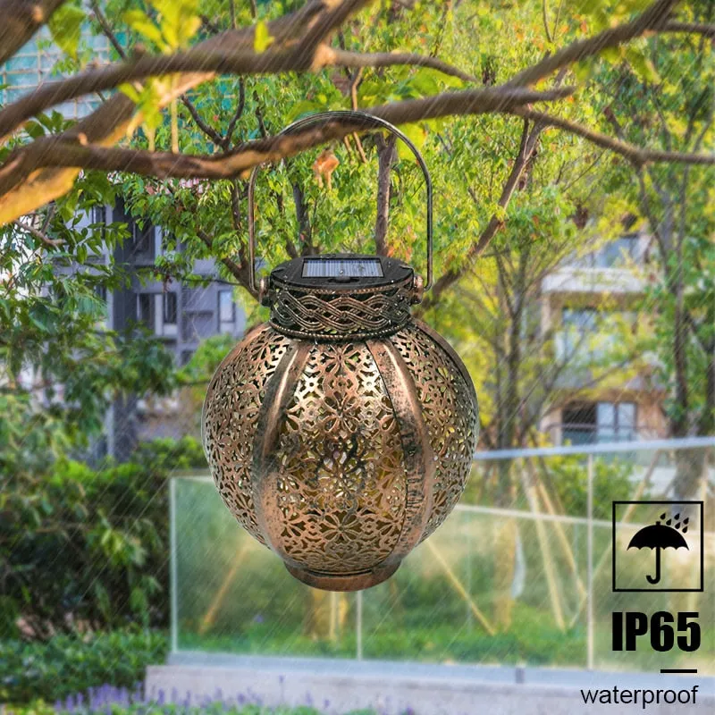 Retro Hollow Solar Lanterns: Unique Hanging Decor for Gazebos and Patios