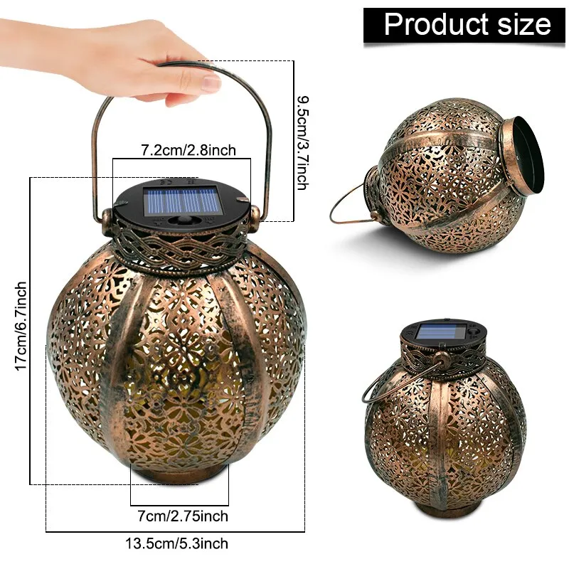 Retro Hollow Solar Lanterns: Unique Hanging Decor for Gazebos and Patios
