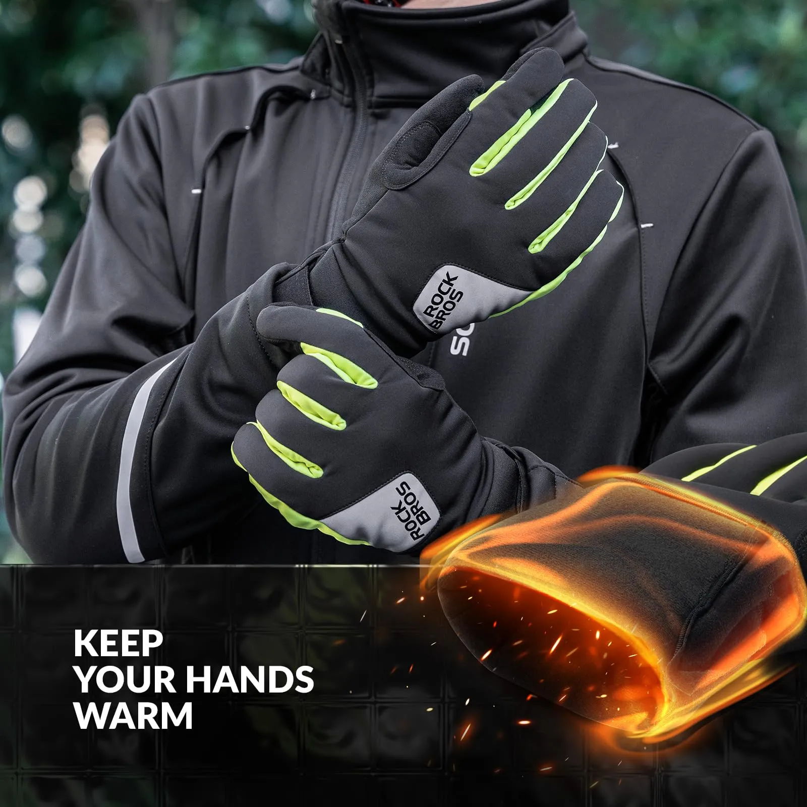 ROCKBROS Winter Gloves Thermal Cycling Gloves Non-slip Touch Screen Gloves