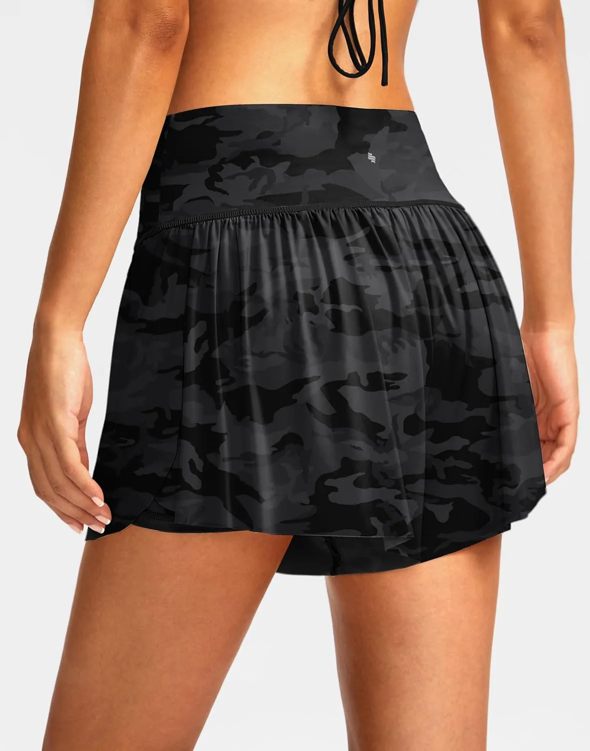 Soothfeel Women's High Waisted Swim Skirt Shorts 3" Flowy Swimsuit Bathing Suit Swim Bottoms for Women with Pockets UPF 50 
