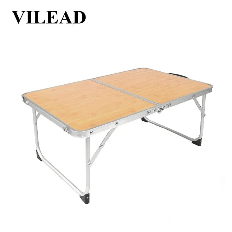 VILEAD Portable Folding Picnic Table Aluminum Ultralight Waterproof Foldable Hiking Camping Self Driving Travel 61*42*27 cm