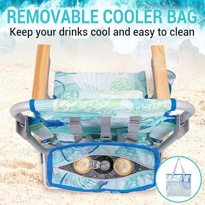 #WEJOY 2 Pack Aluminum Beach Chair with 4 Positions Backpack Beach Chair with Wooden Armrest Portable Reclining Beach Chair with Cup Holder,Back Storage Bag for Beach Camp Lawn Pool Outdoor Trip