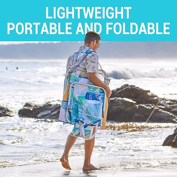 #WEJOY 2 Pack Aluminum Beach Chair with 4 Positions Backpack Beach Chair with Wooden Armrest Portable Reclining Beach Chair with Cup Holder,Back Storage Bag for Beach Camp Lawn Pool Outdoor Trip