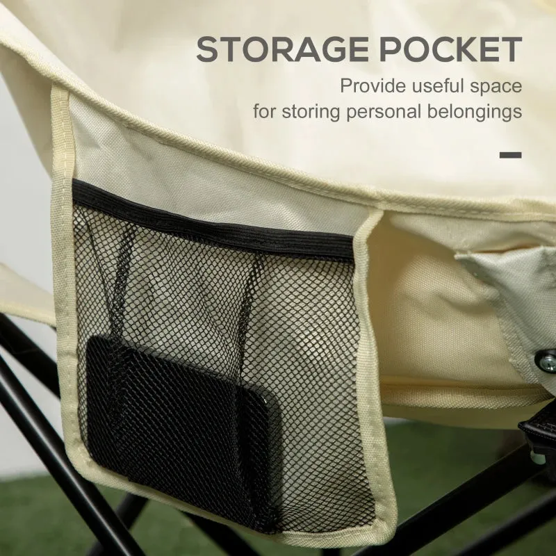 White Lightweight Folding Camping Chair with Storage Pocket