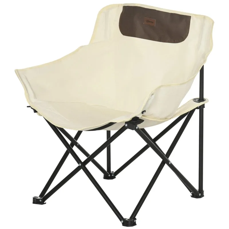 White Lightweight Folding Camping Chair with Storage Pocket
