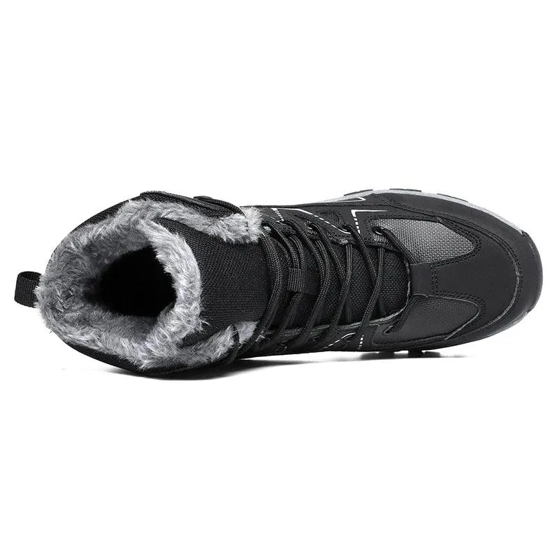 Winter Hiking Boots for Men – Warm Plush Non-Slip Ankle Boots