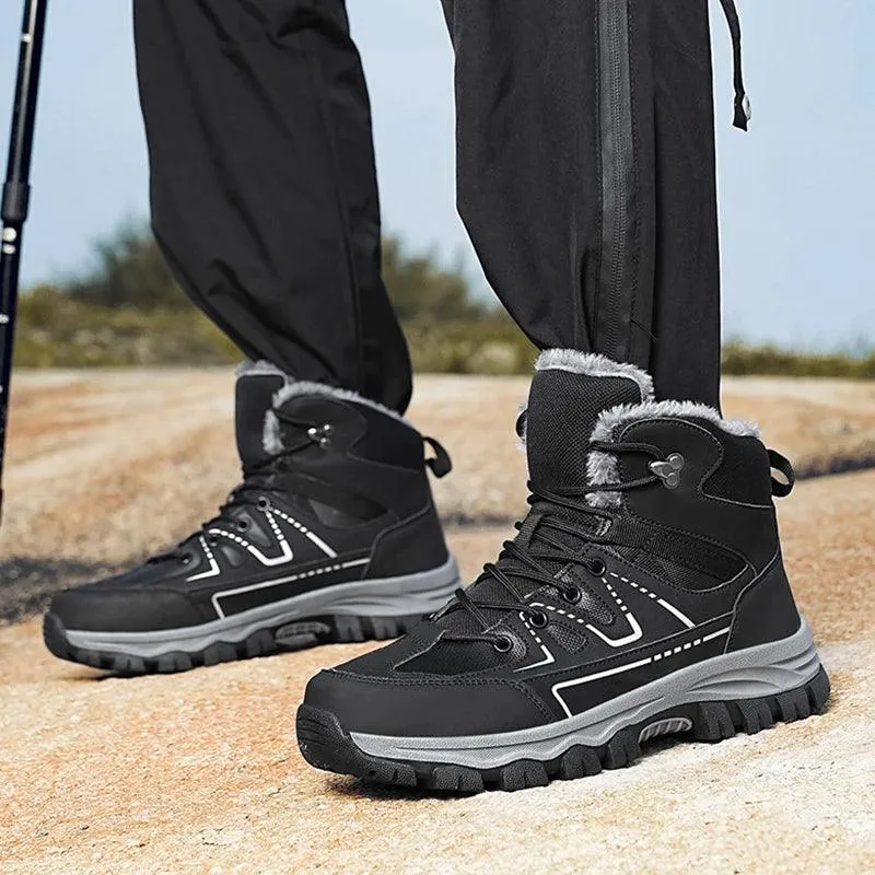 Winter Hiking Boots for Men – Warm Plush Non-Slip Ankle Boots