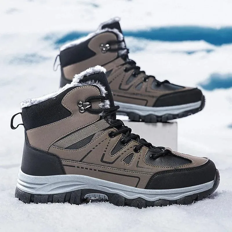 Winter Hiking Boots for Men – Warm Plush Non-Slip Ankle Boots