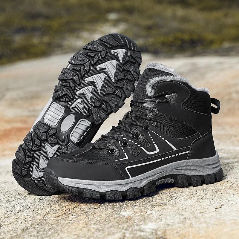Winter Hiking Boots for Men – Warm Plush Non-Slip Ankle Boots
