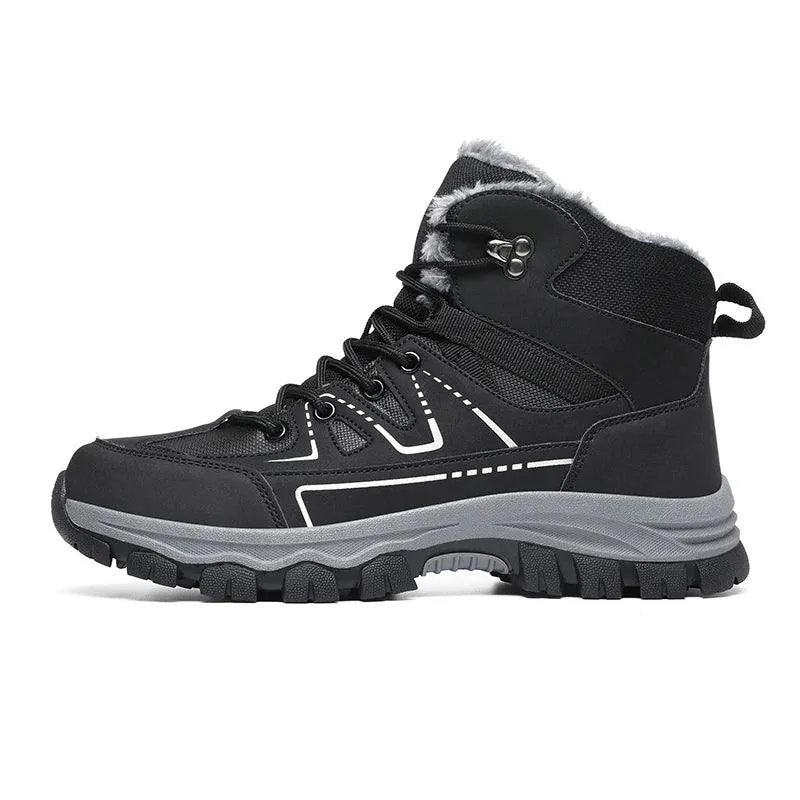 Winter Hiking Boots for Men – Warm Plush Non-Slip Ankle Boots
