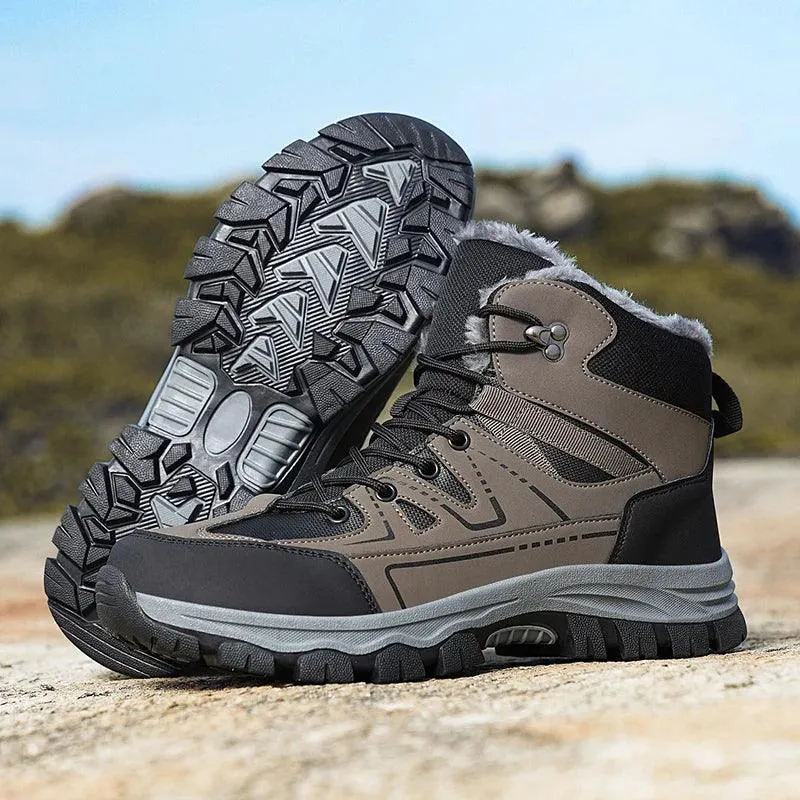 Winter Hiking Boots for Men – Warm Plush Non-Slip Ankle Boots
