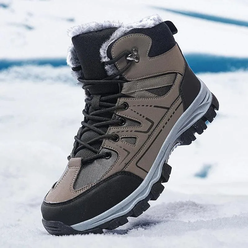 Winter Hiking Boots for Men – Warm Plush Non-Slip Ankle Boots